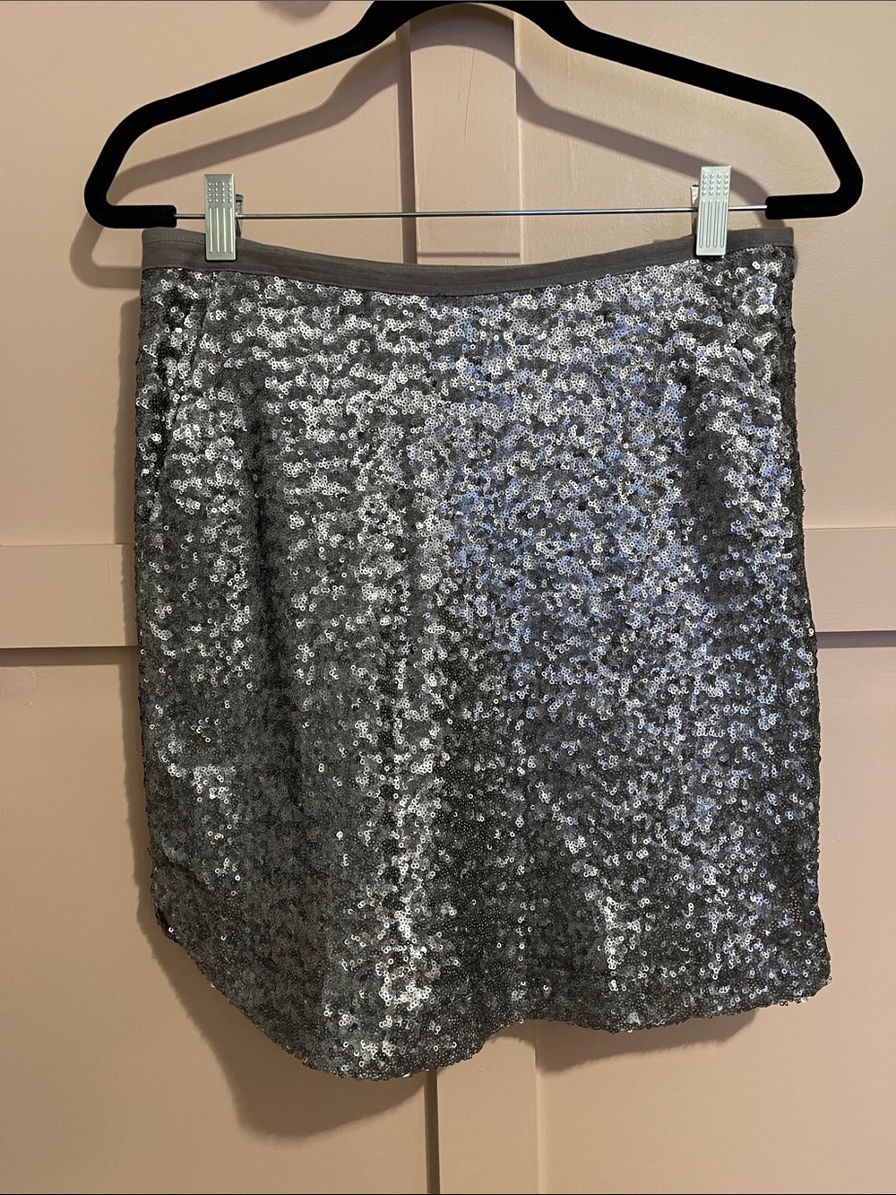 Gunmetal Silver Sequins Skirt